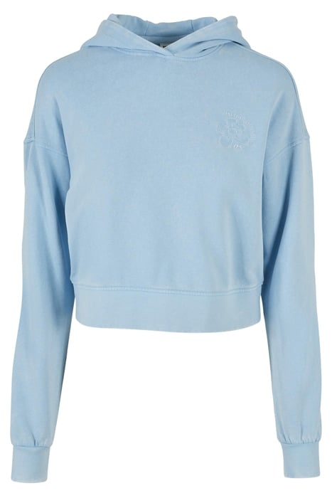 LADIES SHORT FLOWER EMBROIDERY TERRY HOODY BALTICBLUE 4