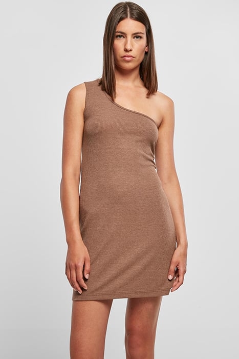 LADIES RIB ONE SHOULDER DRESS DARKKHAKI 1