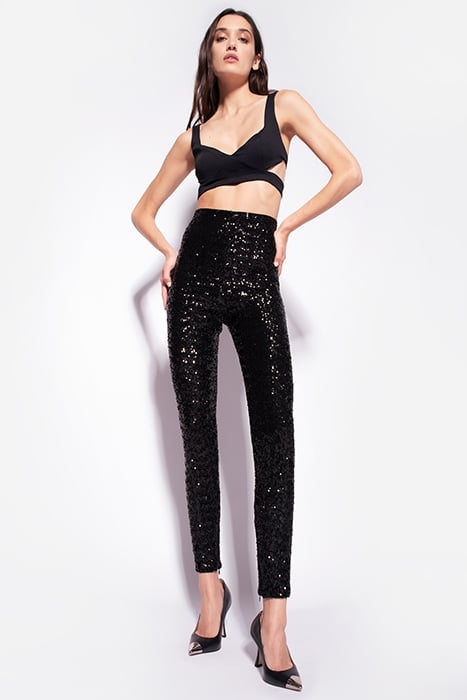 CINEREUS LEGGINGS FULL PAILLET BLACK 1