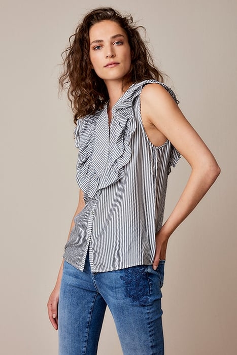 BLOUSE SLEEVELESS STRIPE DARK STEEL 5