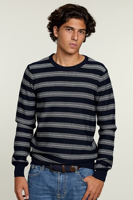 CUSTOM FIT PIMA COTTON CREW NECK SWEATER NAVY 1