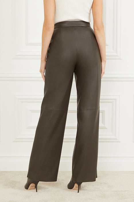 VIXEN WIDE LEG PANT OLIVE LEATHER BRANCH 2