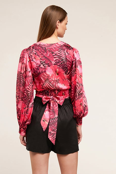 FLORAL PATTERNED SHORT BLOUSE FUCSIA 2