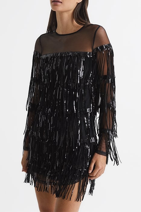 JOSEPHINE-FRINGE DRESS BLACK 5