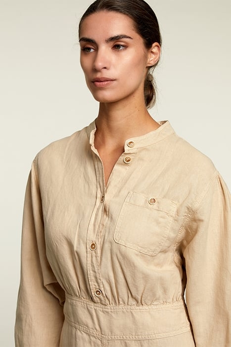 BEIGE PENCIL DRESS WITH SLIT 4