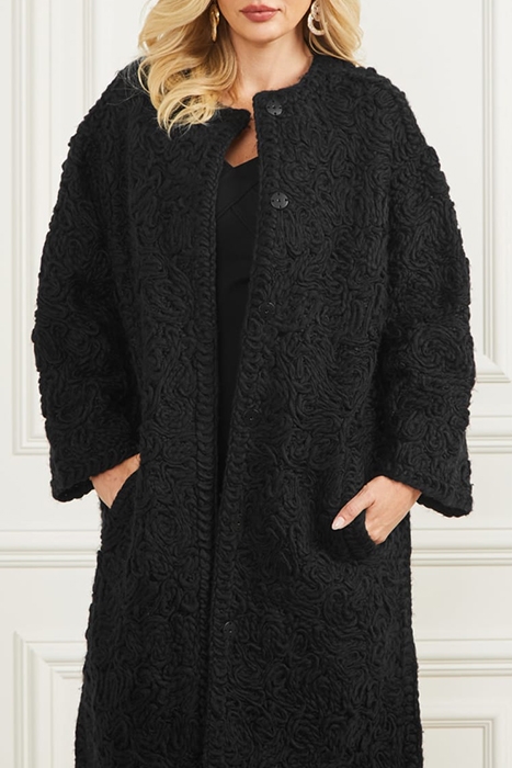 BRAID COAT JET BLACK FAUX FUR 5