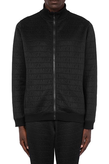ALLOVER LOGO JACQUARD ZIP SWEATSHIRT BLACK 1