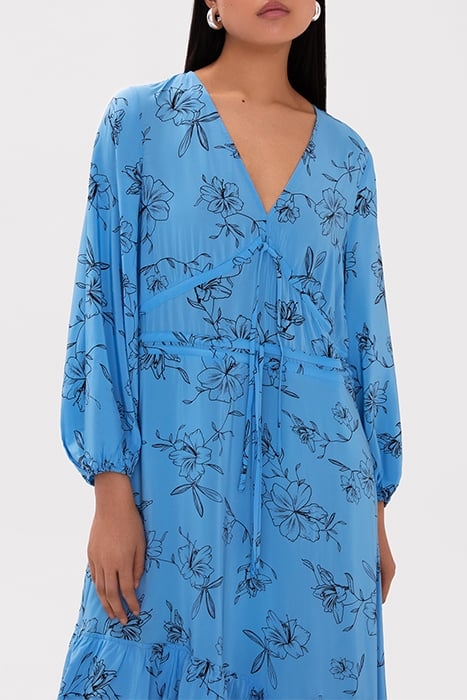 NIOBE MAXI LENGTH RUFFLE DRESS FLOWER SUMMER SKY 5