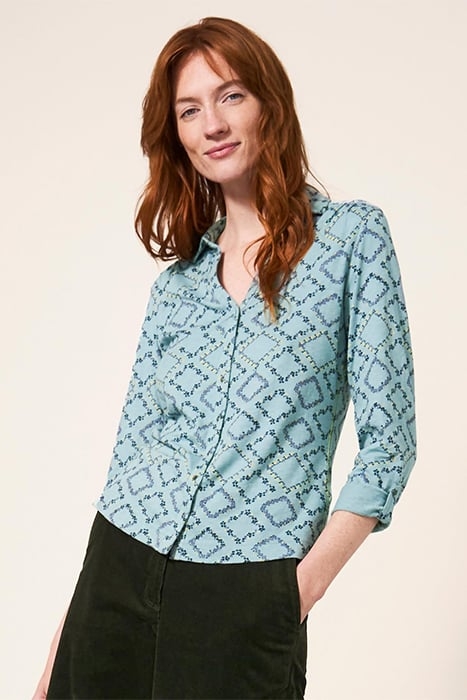 ANNIE JERSEY SHIRT TEAL PRINTED 1