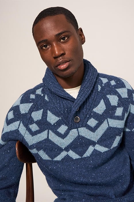 ARUNDEL GEO FAIRISLE SHAWL NAVY 4