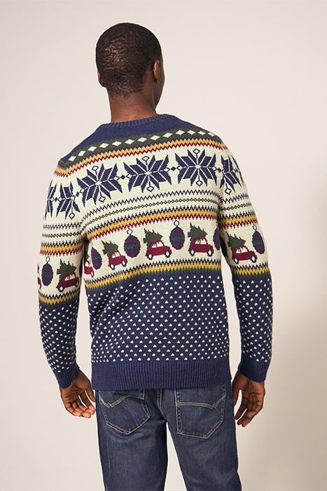 NOVELTY FAIRISLE CREW NAVY 2