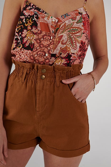 FAWN ELASTICATED HIGH-WAIST SHORTS FAWN 5