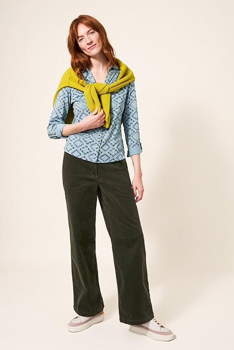 BELLE CORD WIDE LEG KHAKI GREEN 2