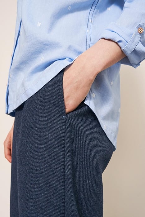 BELLE TWEEDY WIDE LEG TROUSER NAVY 4