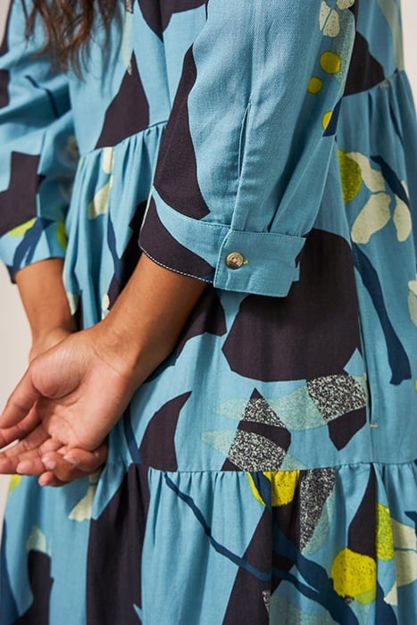 MAYA TIERED SHIRT DRE TEAL 4