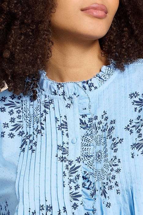 FIA FRILL NECK TOP BLUE PRINTED 4