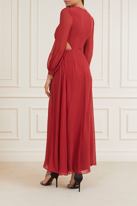 URSULA GOWN SOLID LACQUER MAXI DRESS RED 2