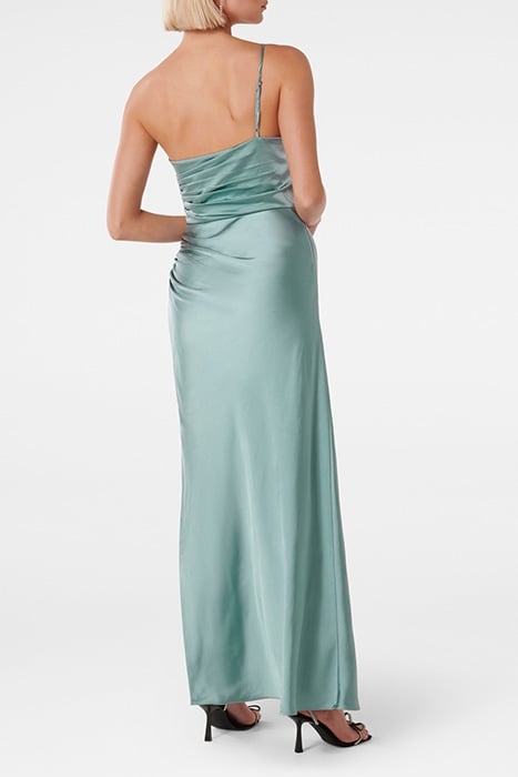 KELLY ONE SHOULDER SATIN MAXI SMOKE BLUE 2