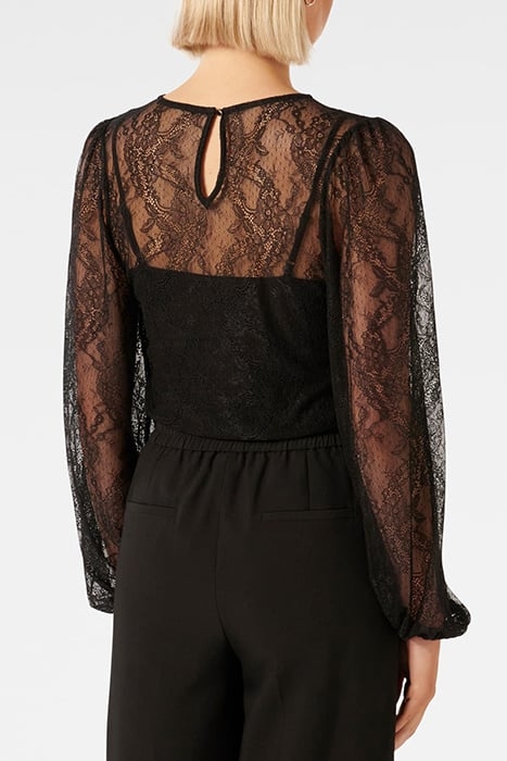 ALEXIS ROUND NECK LACE TOP BLACK 2
