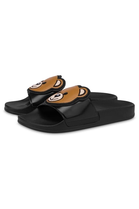 POOL SLIDES TEDDY BEAR BLACK 2