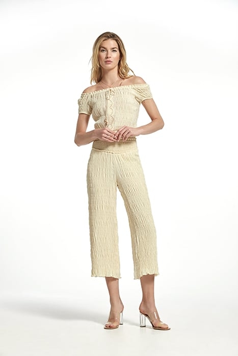 RUBBER STRYPES VOILE BRUNO TROUSERS BEIGE 1