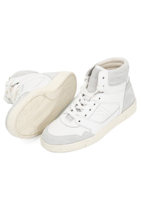 WHITE SUEDE LEATHER MIX HIGH-TOP TRAINERS 4