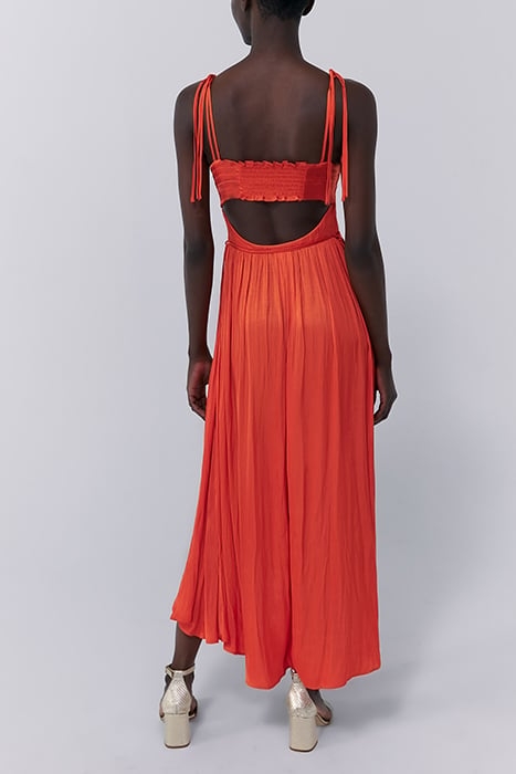 ORANGE ASYMMETRIC LONG DRESS WITH LOW-CUT BACK 2
