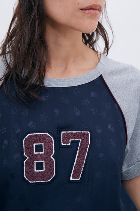 NAVY T-SHIRT DRESS WITH GREY SLEEVES 5