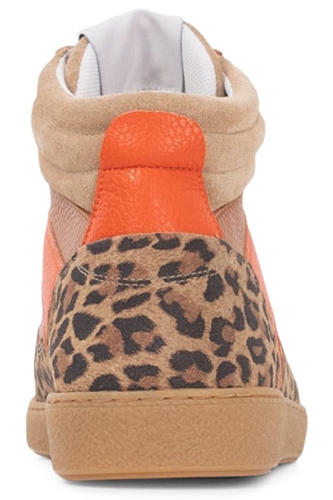 BEIGE, ORANGE AND LEOPARD  LEATHER MIX TRAINERS 3