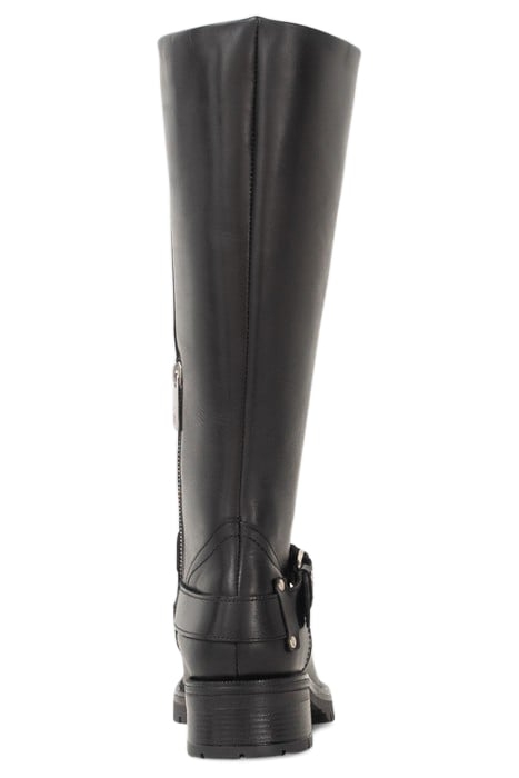 BLACK LEATHER BIKER-STYLE BOOTS WITH LUGGED SOLE 3