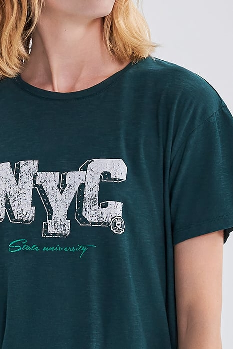 DUCK GREEN ORGANIC T-SHIRT WITH STUDDED SLOGAN 5