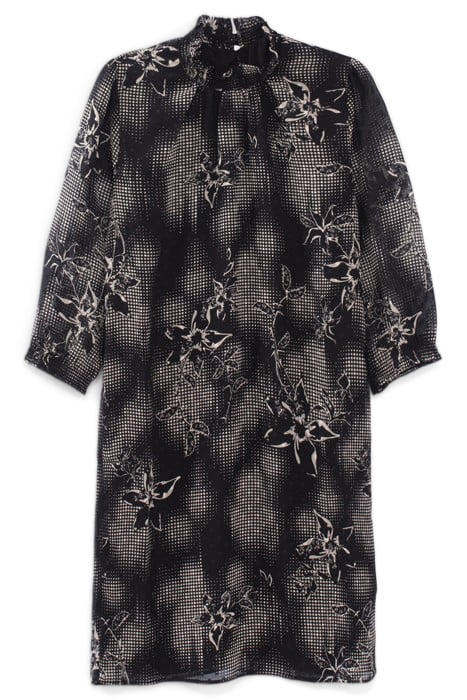 BLACK DRESS WITH ECRU DANDY FLOWER PRINT 3