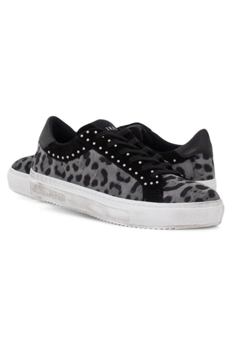 BLACK LEOPARD MOTIF SUEDE STUDDED TRAINERS 5