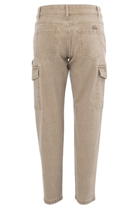 LIGHT KHAKI TERRA DENIM CROPPED COMBAT TROUSERS 6