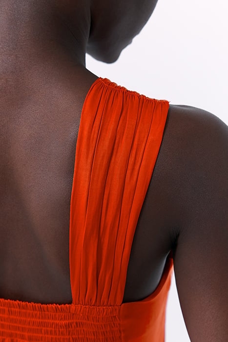 ORANGE ASYMMETRIC TOP WITH TIED NECKLINE 4