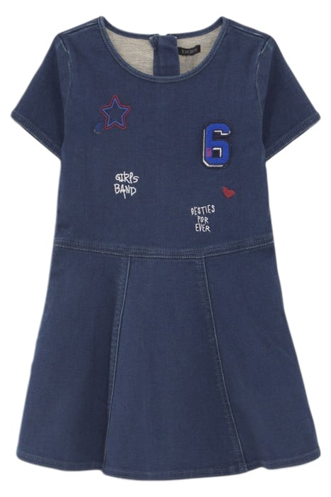GIRLS’ RAW DENIM EMBROIDERED SKATER DRESS 1