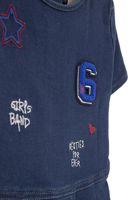 GIRLS’ RAW DENIM EMBROIDERED SKATER DRESS 4