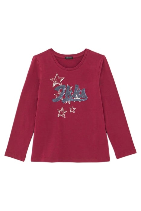 GIRLS’ BURGUNDY IKKS REVERSIBLE SEQUIN T-SHIRT 1