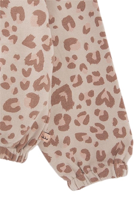 GIRLS’ ECRU SWEATSHIRT WITH GOLD LEOPARD SLOGAN PRINT 5