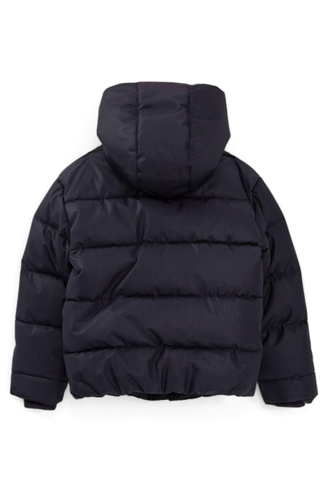 BOYS’ NAVY HOUNDSTOOTH MOTIF NYLON PADDED JACKET 2