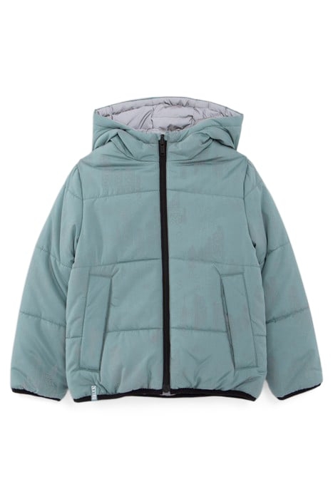 BOYS’ GREEN/GREY REFLECTIVE REVERSIBLE PADDED JACKET 1