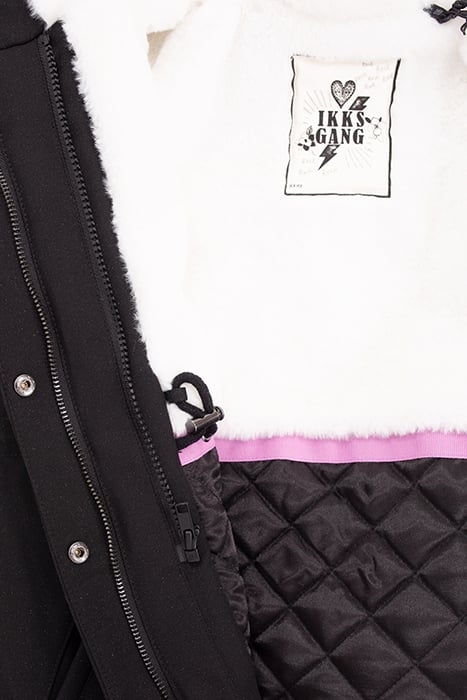 GIRLS’ 2-IN-1 BLACK GLITTERY PARKA AND QUILTED JACKET 7