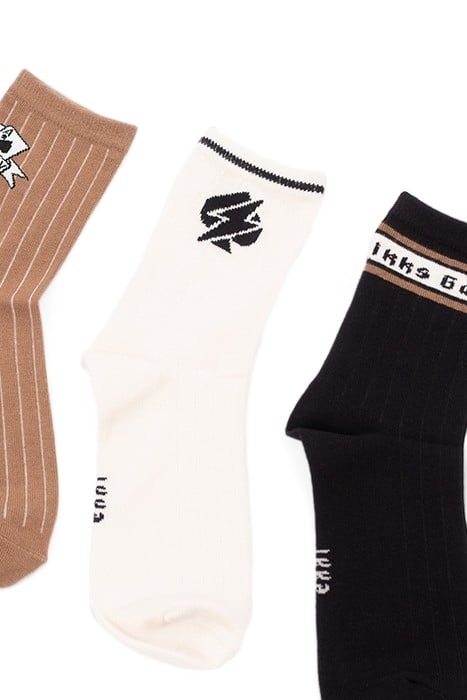 BOYS’ BLACK/WHITE/CAMEL SOCKS 6
