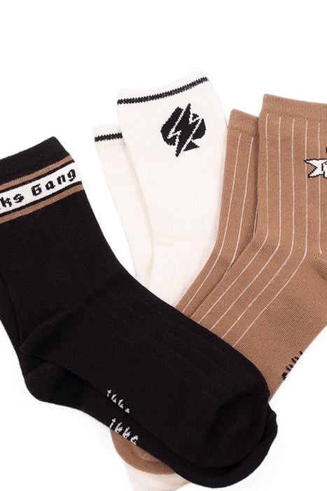 BOYS’ BLACK/WHITE/CAMEL SOCKS 7
