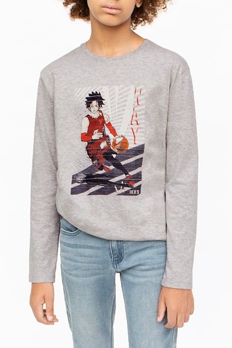 BOYS’ GREY BASKETBALL PLAYER-MANGA IMAGE T-SHIRT 4
