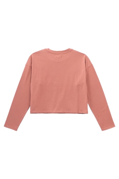 GIRLS’ TERRACOTTA T-SHIRT WITH SMILE ON LEOPARD BACKGROUND 2