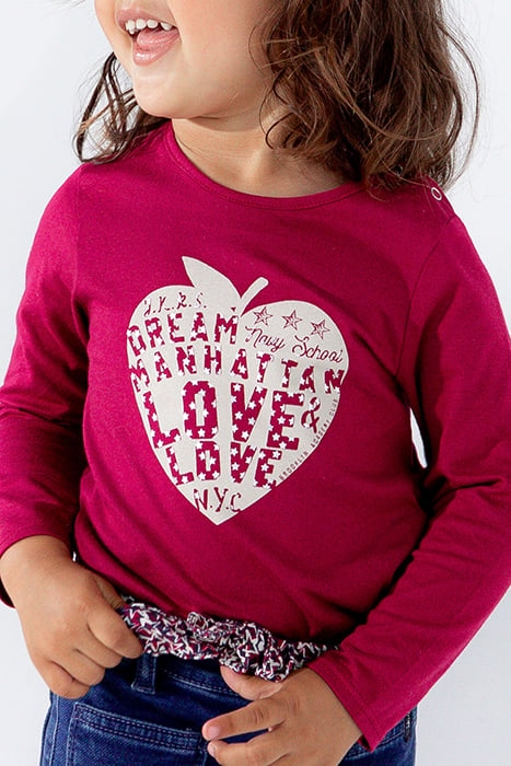 BABY GIRLS’ BURGUNDY HEART-APPLE ORGANIC COTTON T-SHIRT 1