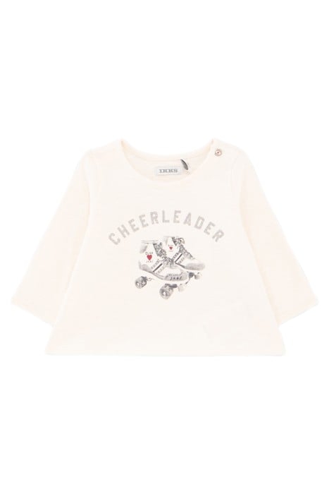 BABY GIRLS’ ECRU T-SHIRT WITH ROLLER SKATE IMAGE 1