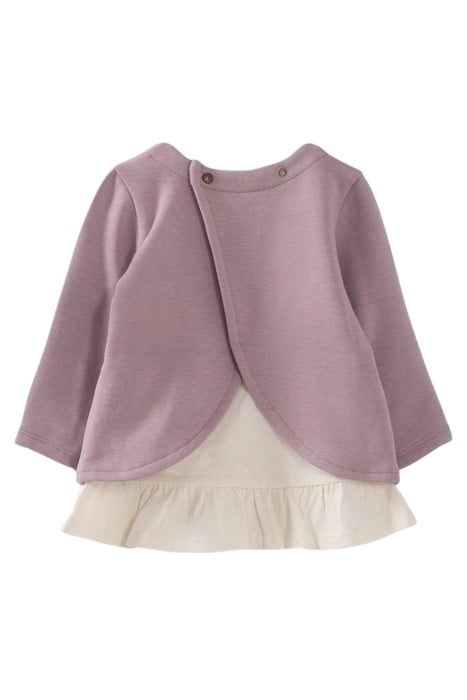 BABY GIRLS’ 2-IN-1 VIOLET SWEATSHIRT/ECRU T-SHIRT 2
