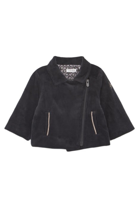 GIRLS’ BLACK CORDUROY BIKER-STYLE CARDIGAN 1
